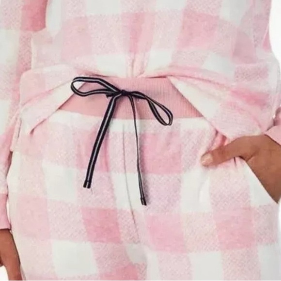 Jane and Bleecker Ladies Silky Stretch Fleece Pajama Set Pink Medium - Picture 4 of 5